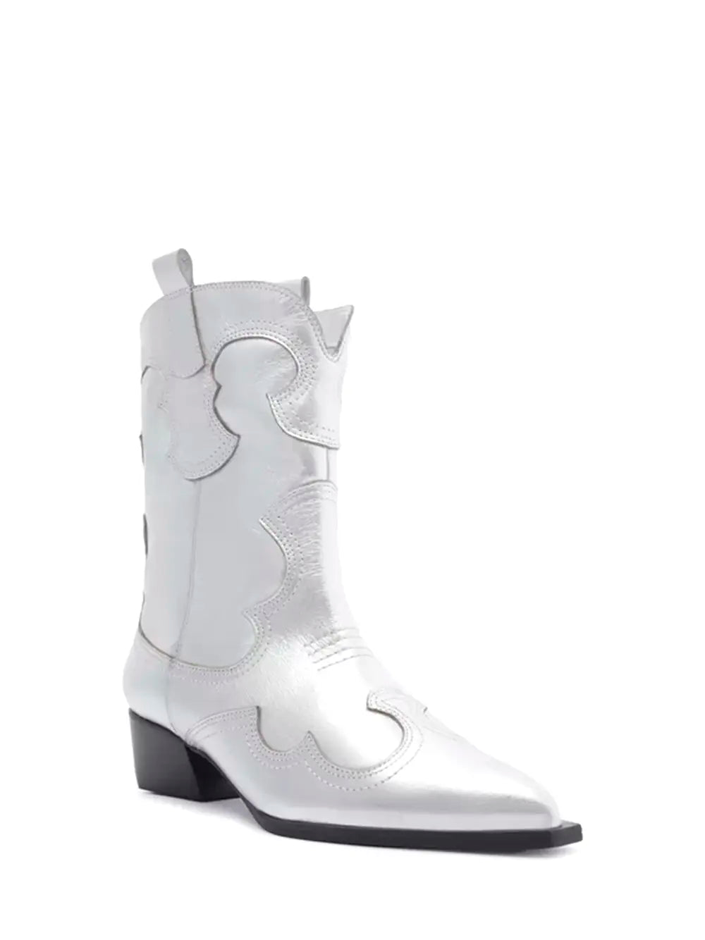 Stivale Texano Arezzo in Pelle Argento