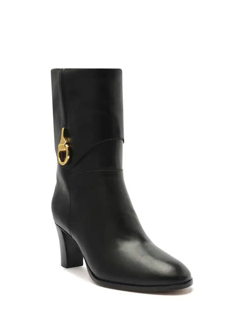Arezzo Black Leather High-Heel Boot