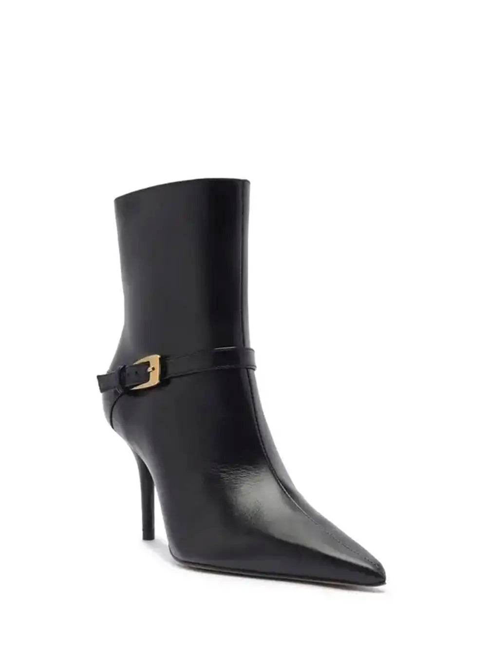 Bota Preta em Pele e Fivela