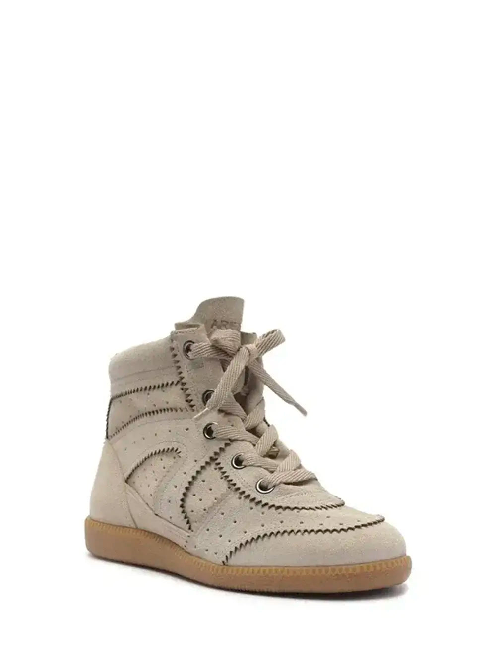 Sneakers in camoscio beige a taglio medio