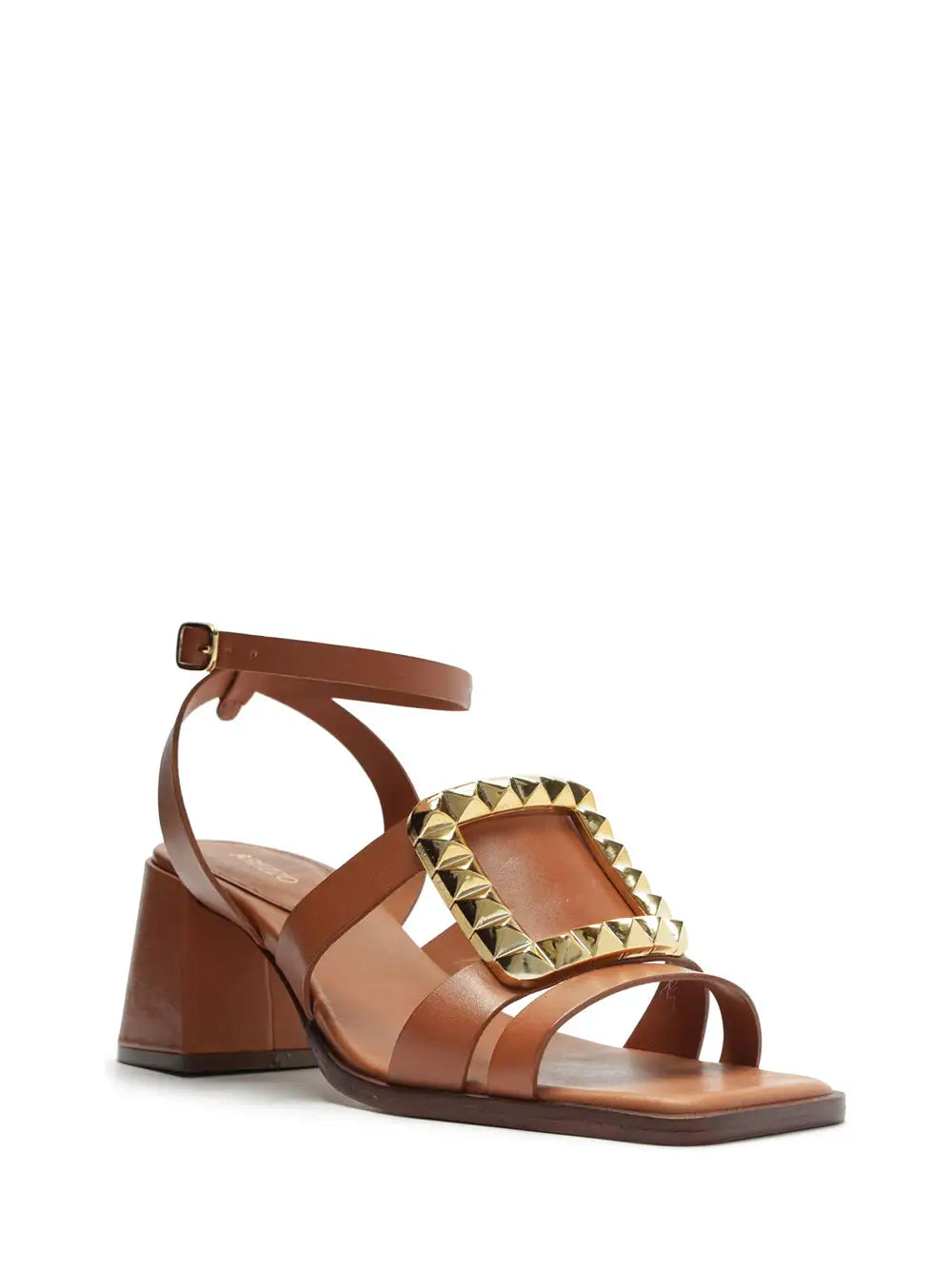 Arezzo Brown Leather Sandals with Gold Detail