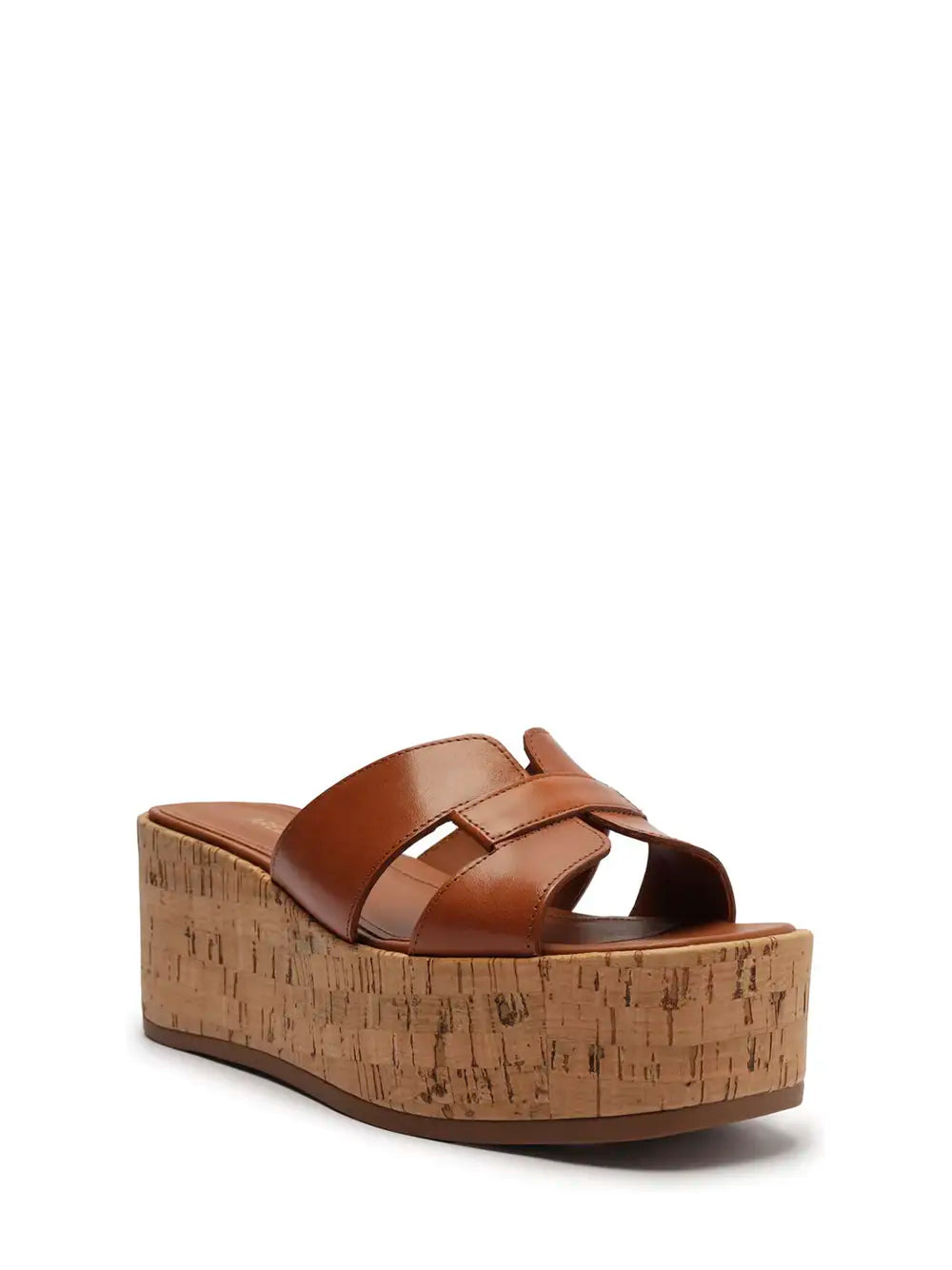 Sandali con plateau Arezzo con cinturino in pelle marrone