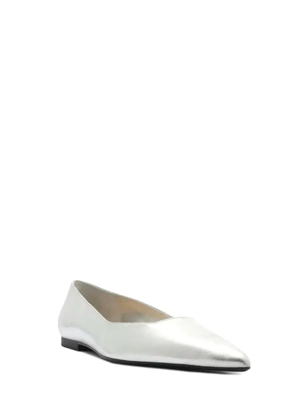 Sabrina Arezzo in Silver Leather with a Fine Toe Cap