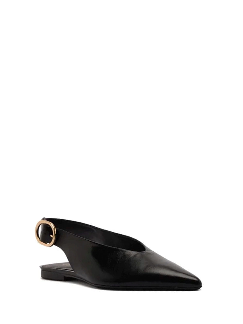 Black Leather Mule with Pointed Toe