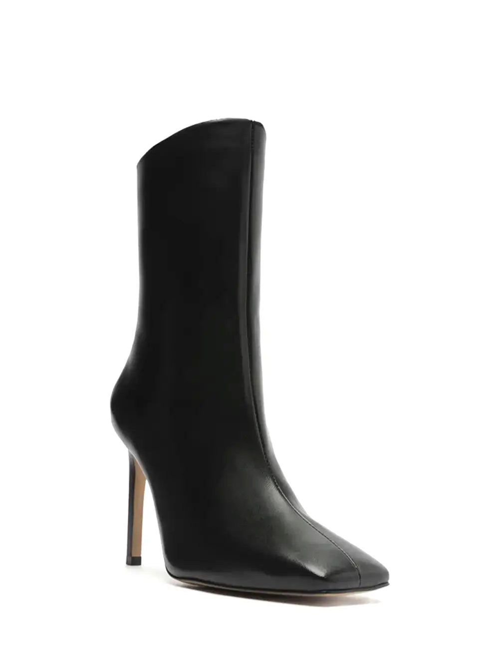 Arezzo Black Leather Stiletto Heel Boot