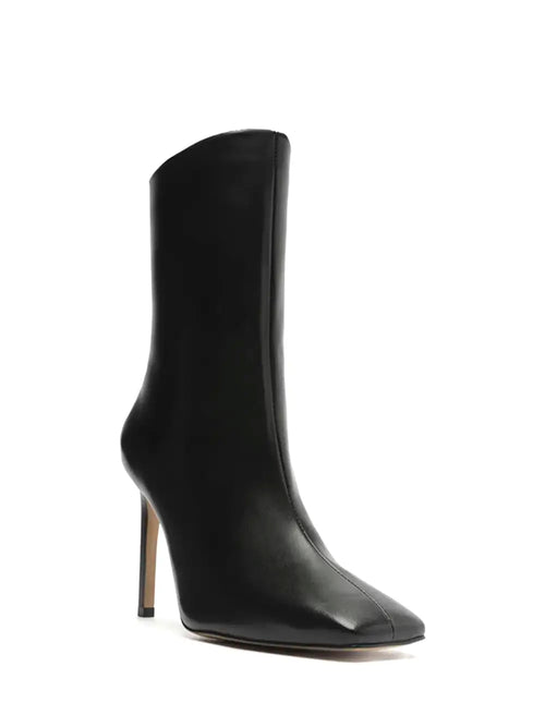 Arezzo Black Leather Stiletto Heel Boot