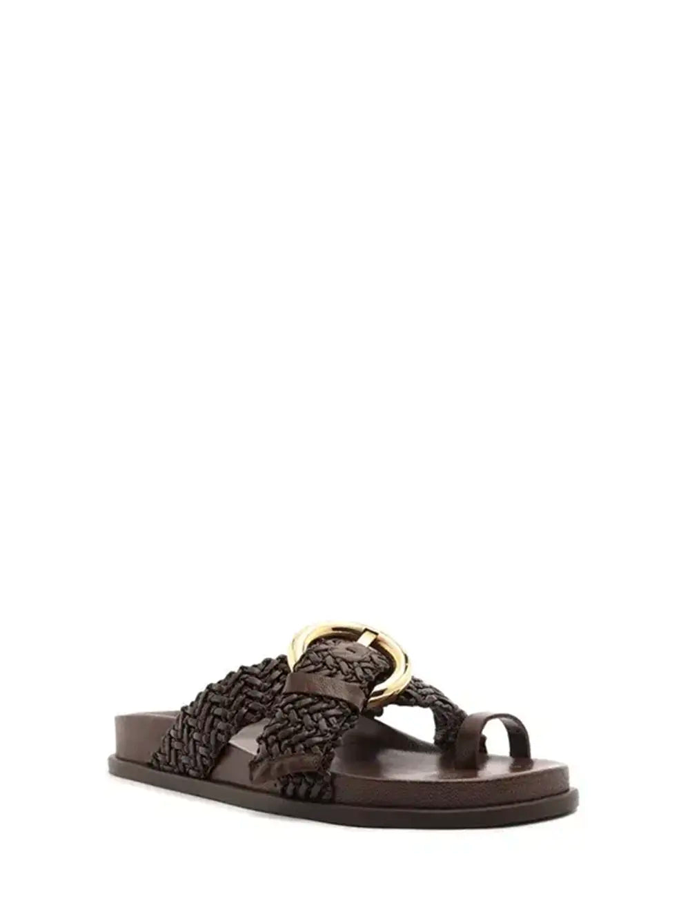 Sandalo Arezzo in Pelle Marrone e Fascette Intrecciate