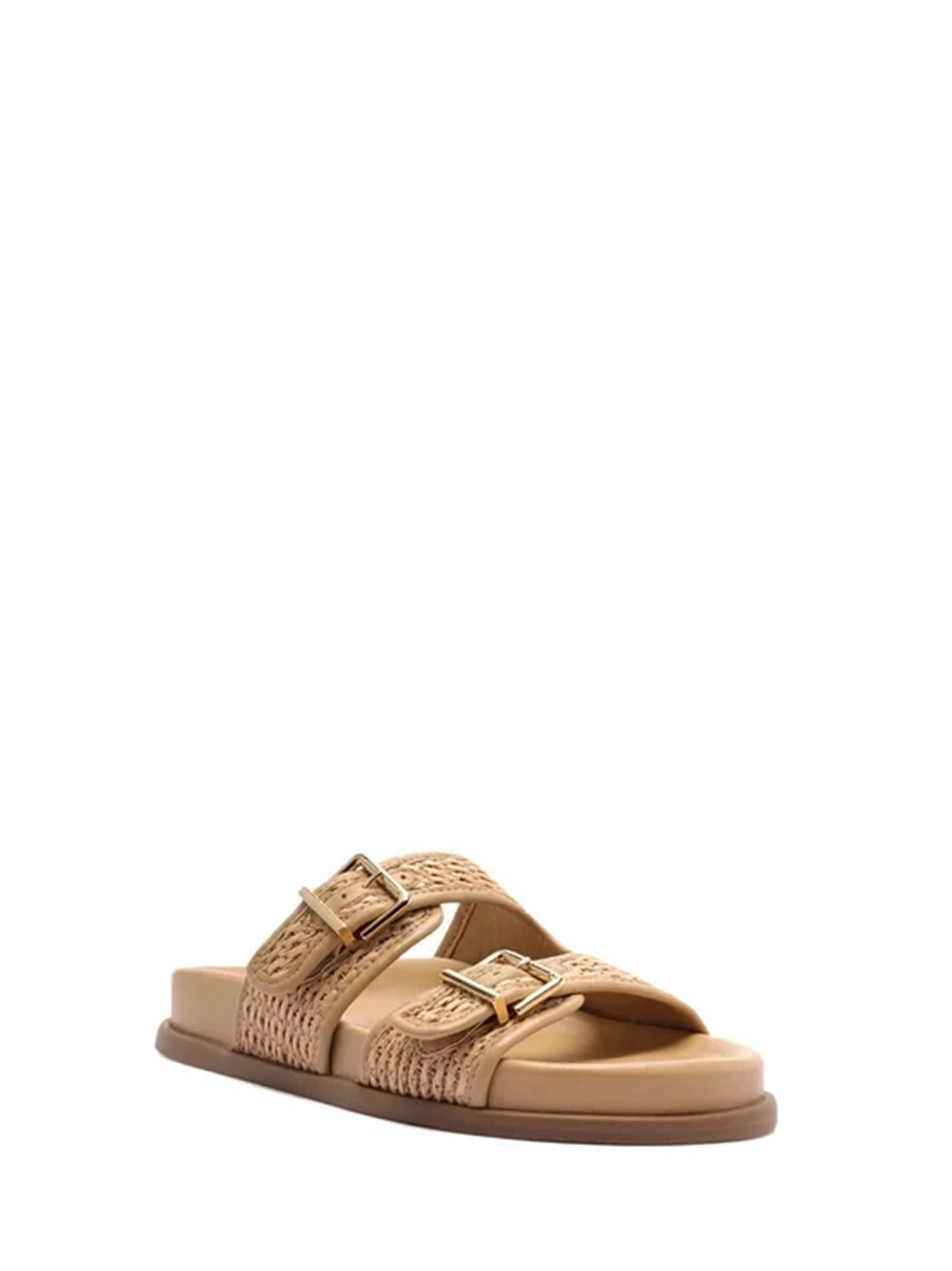 Sandalo in paglia beige e fibbie