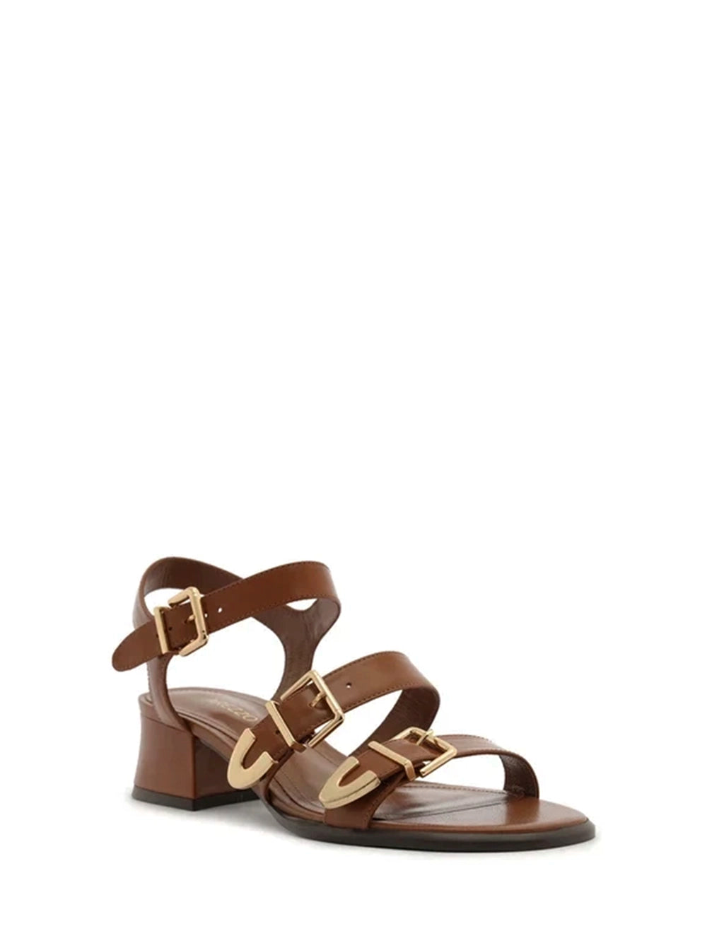 Sandali in pelle marrone e fasce