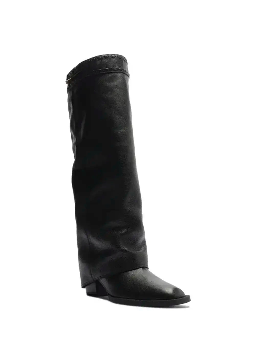 Stivale nero in pelle e gambale alto