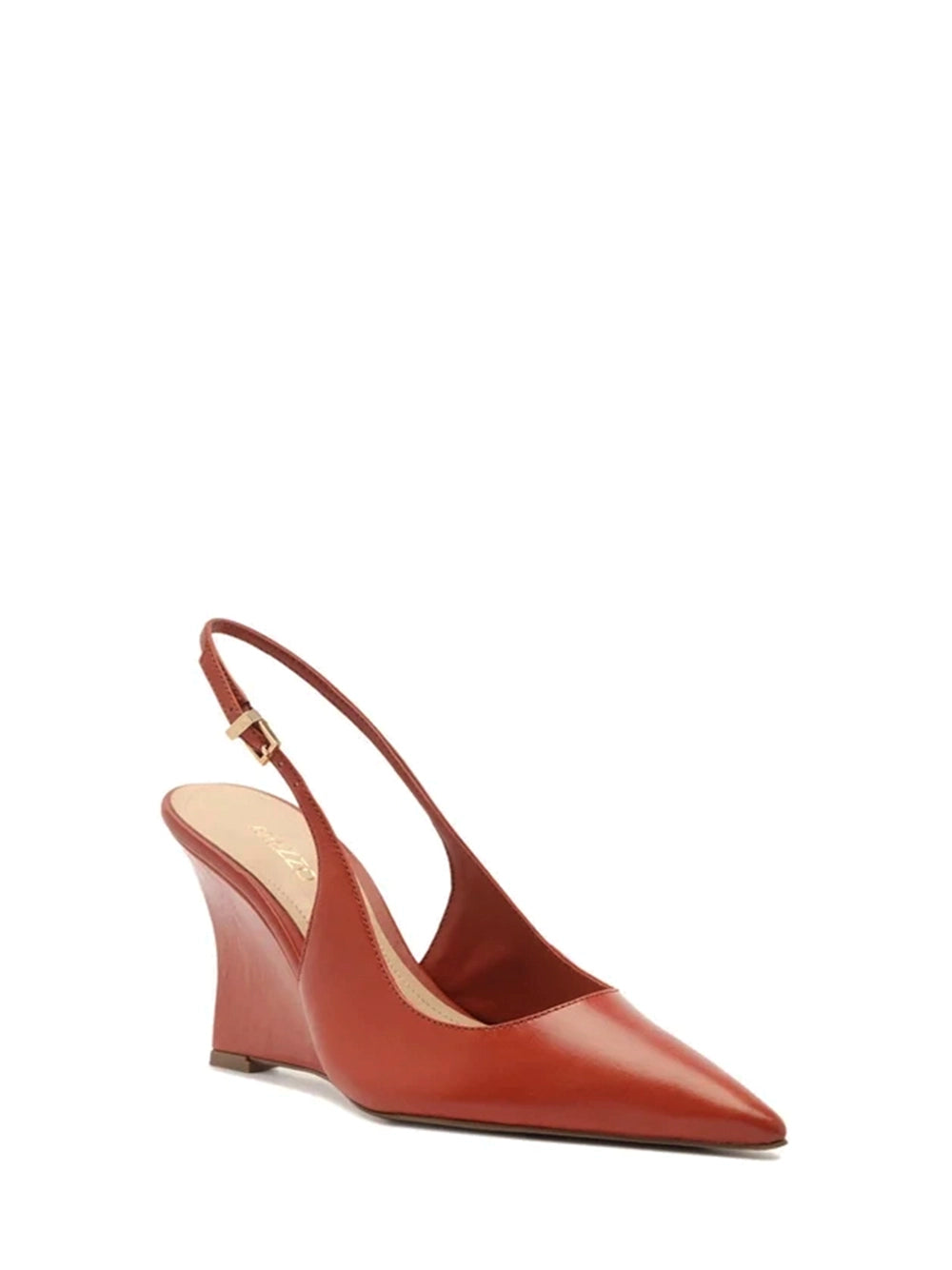 Décolleté in pelle marrone con zeppa