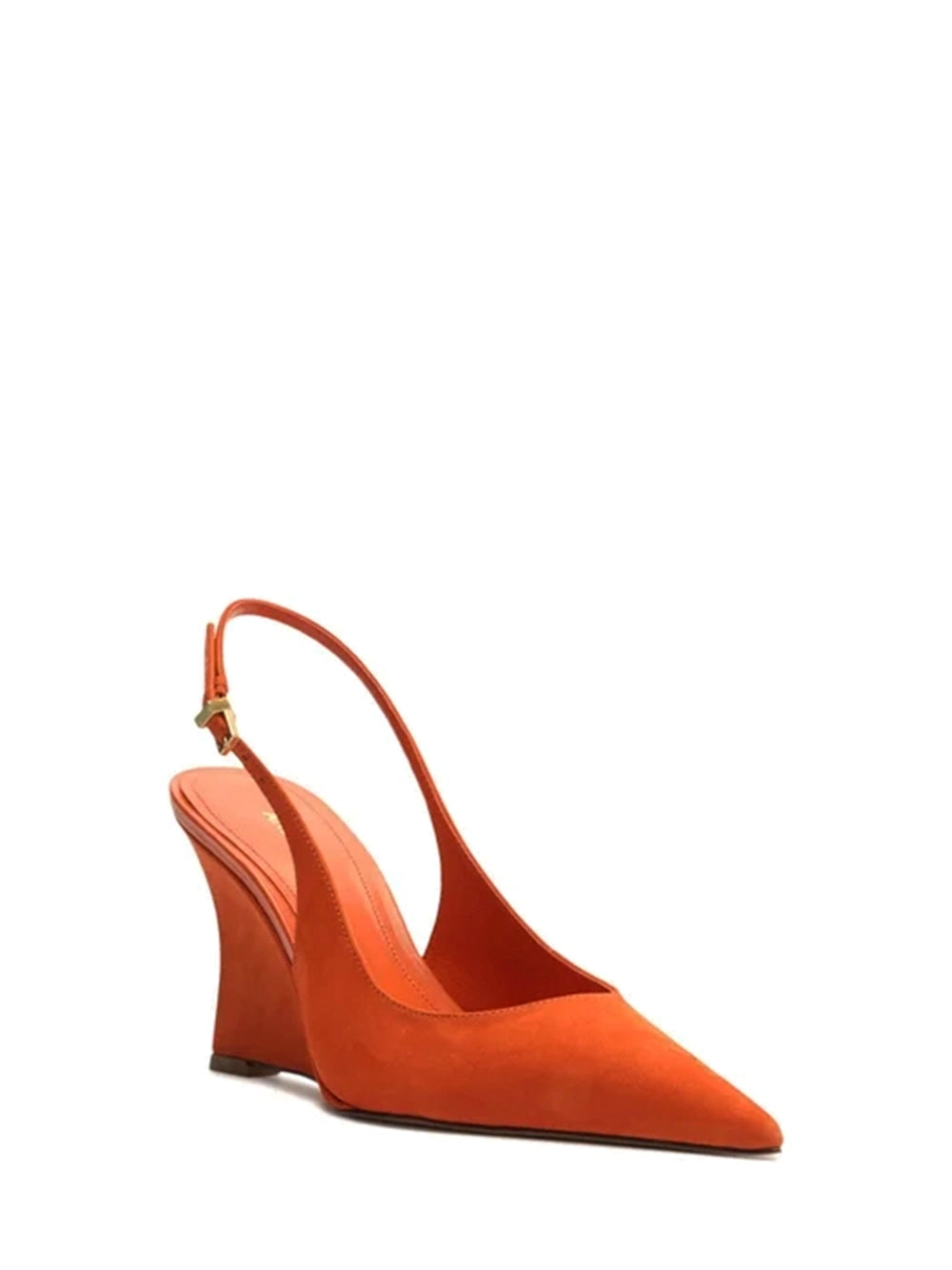 Orange Suede Wedge Pumps
