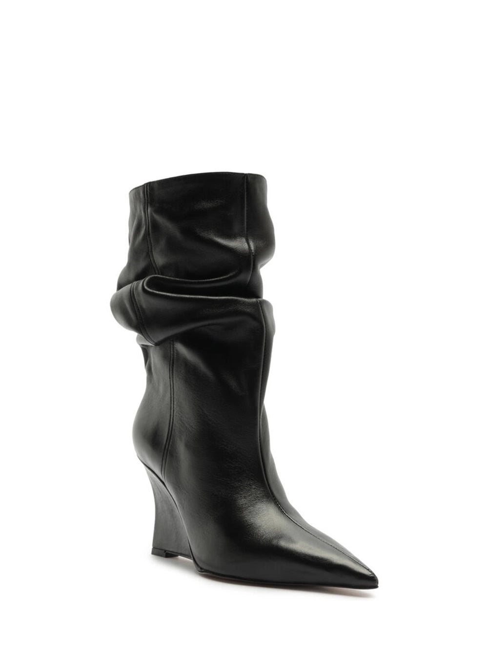 Bota Arezzo Preta em Pele Slouchy