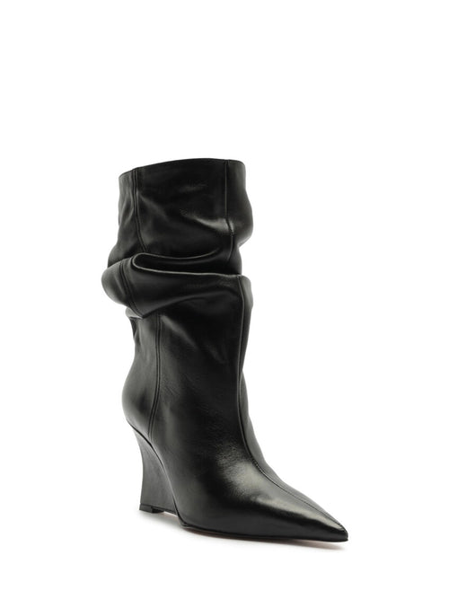 Bota Arezzo Preta em Pele Slouchy