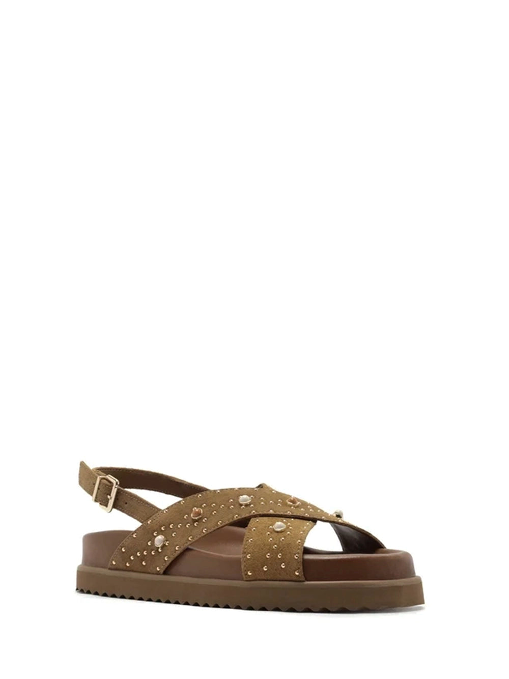 Sandali in camoscio marrone e borchie