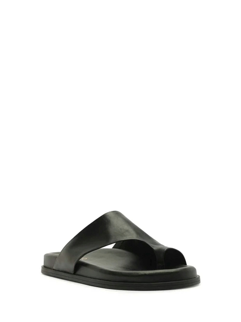 Sandali neri in pelle e fascia larga