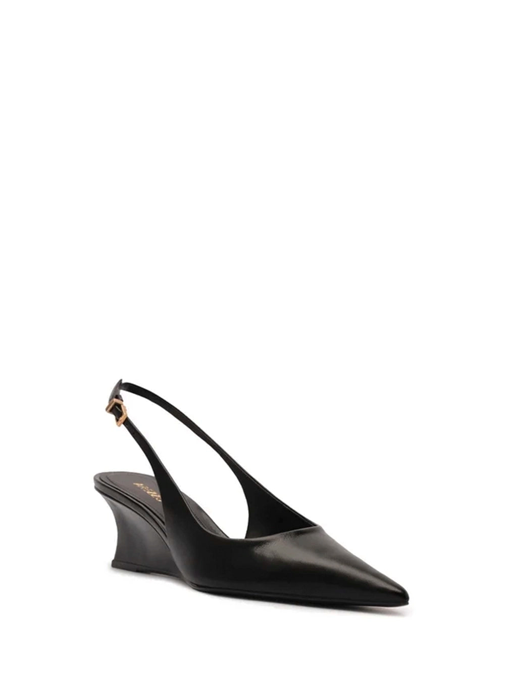 Décolleté Nero in Pelle con Zeppa Bassa