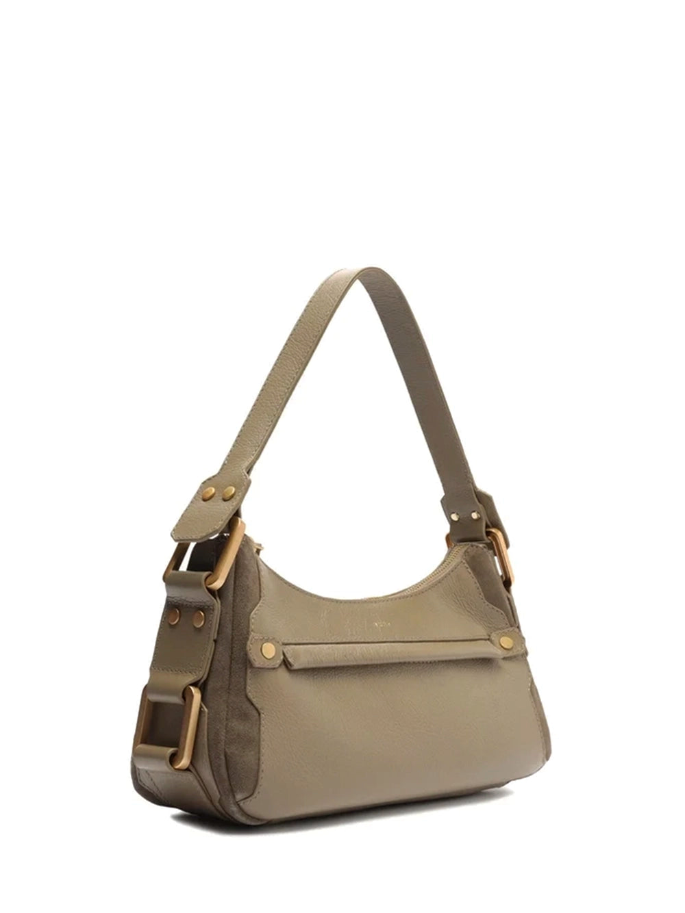 Grey Leather Shoulder Bag