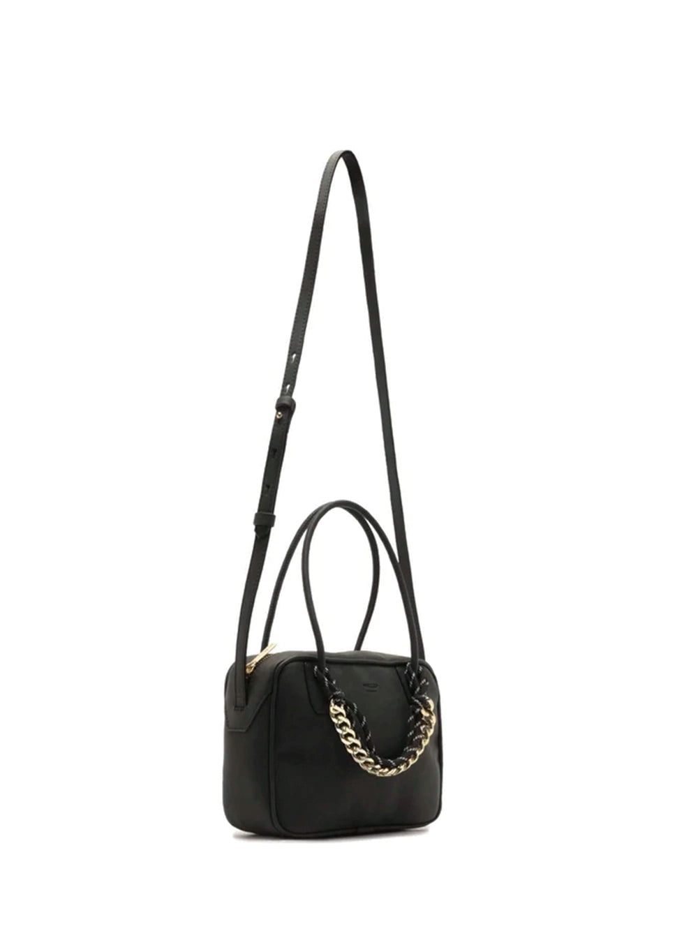 Borsa a tracolla nera in pelle nabuk