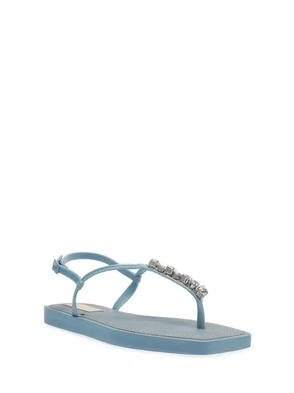 Sandalo in Pelle Blu e Fascetta con Strass