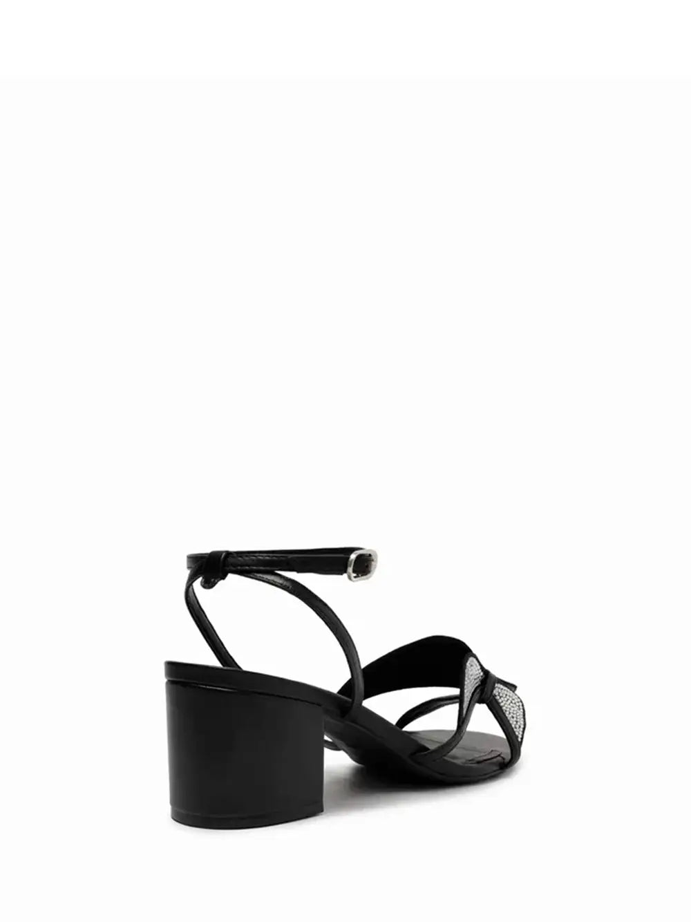 Sandalo Arezzo Nero in Pelle con Dettaglio Cristalli