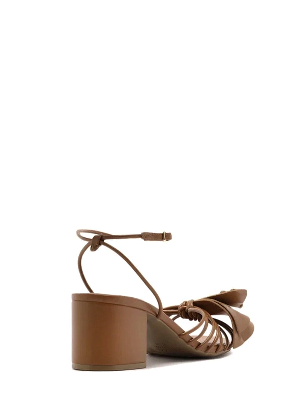 Sandalo in pelle marrone e fiore