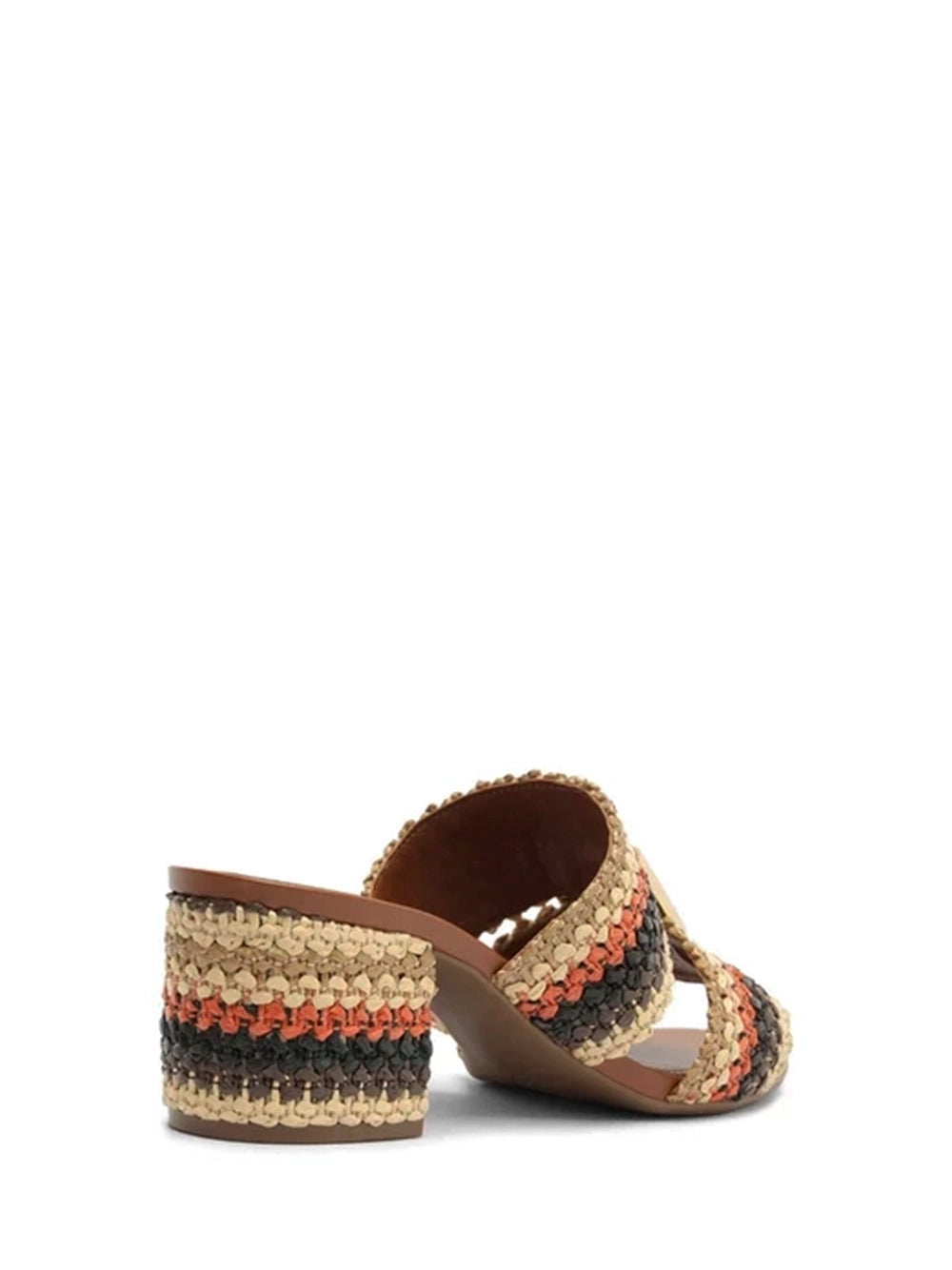 Mules colorate intrecciate con tacco medio