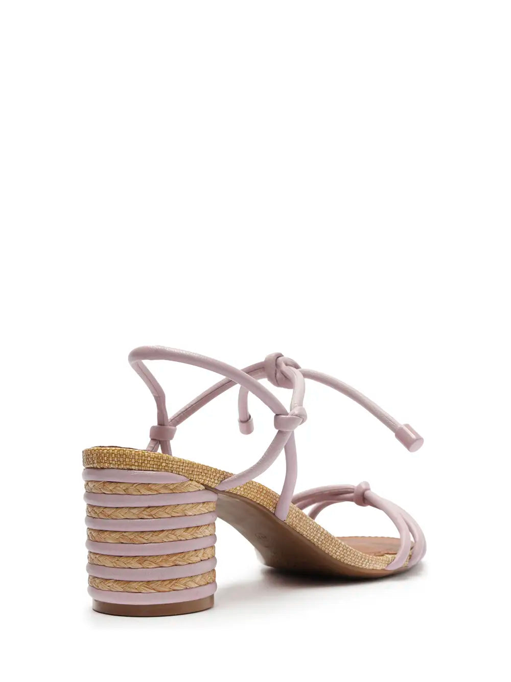 Sandalo Arezzo in pelle lilla e tacco in rafia