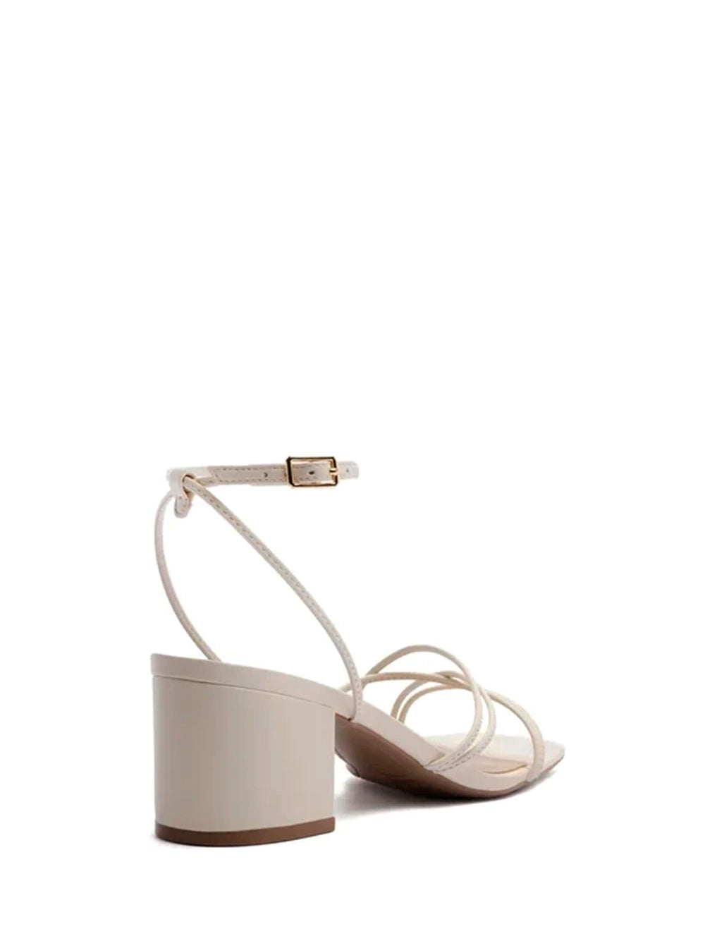 Sandalo in pelle off-white e fascette sottili