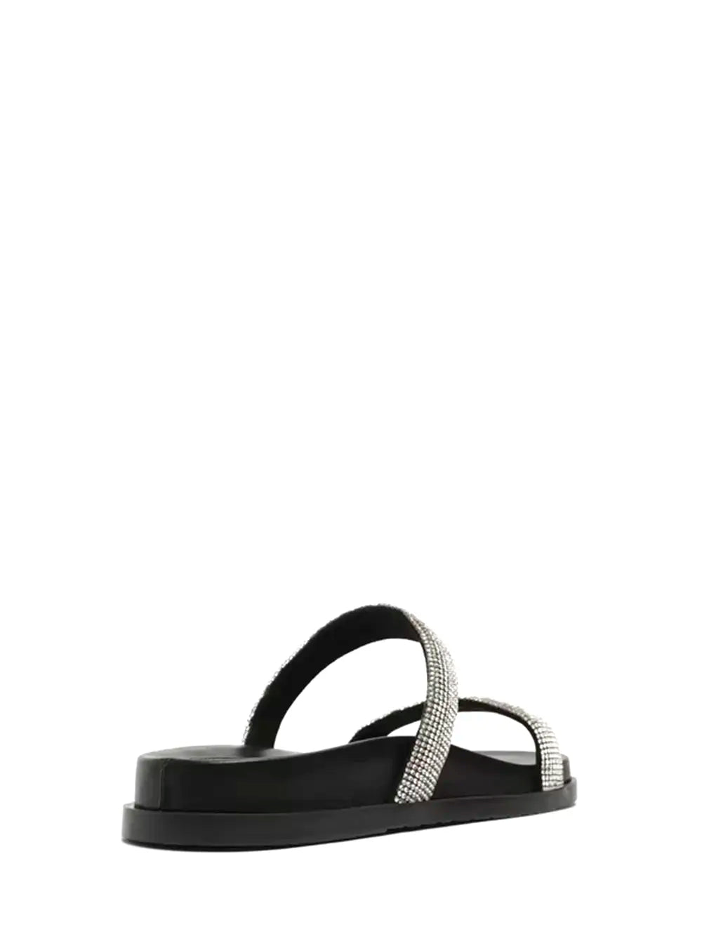 Sandalo Basso Arezzo Nero in Pelle e Fasce con Strass