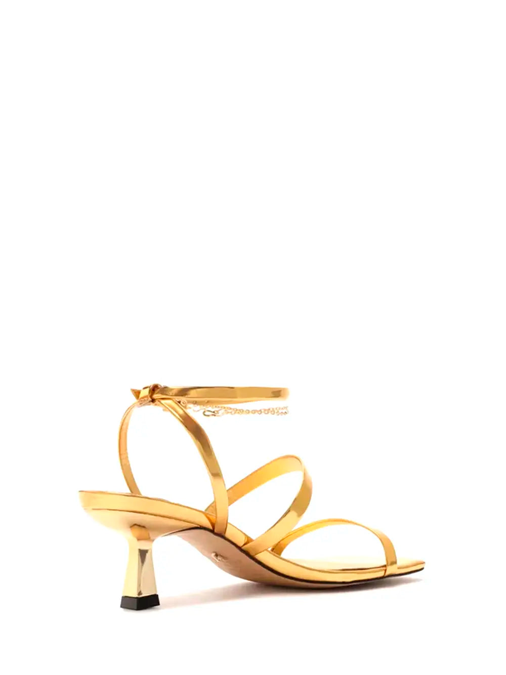 Arezzo Gold Leather Strappy Chain Sandals