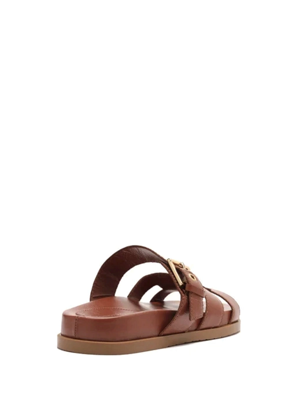 Sandalo in pelle marrone e fibbie