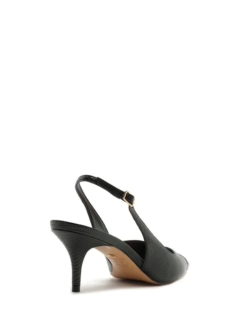 Décolleté nere in pelle con tacco kitten slingback