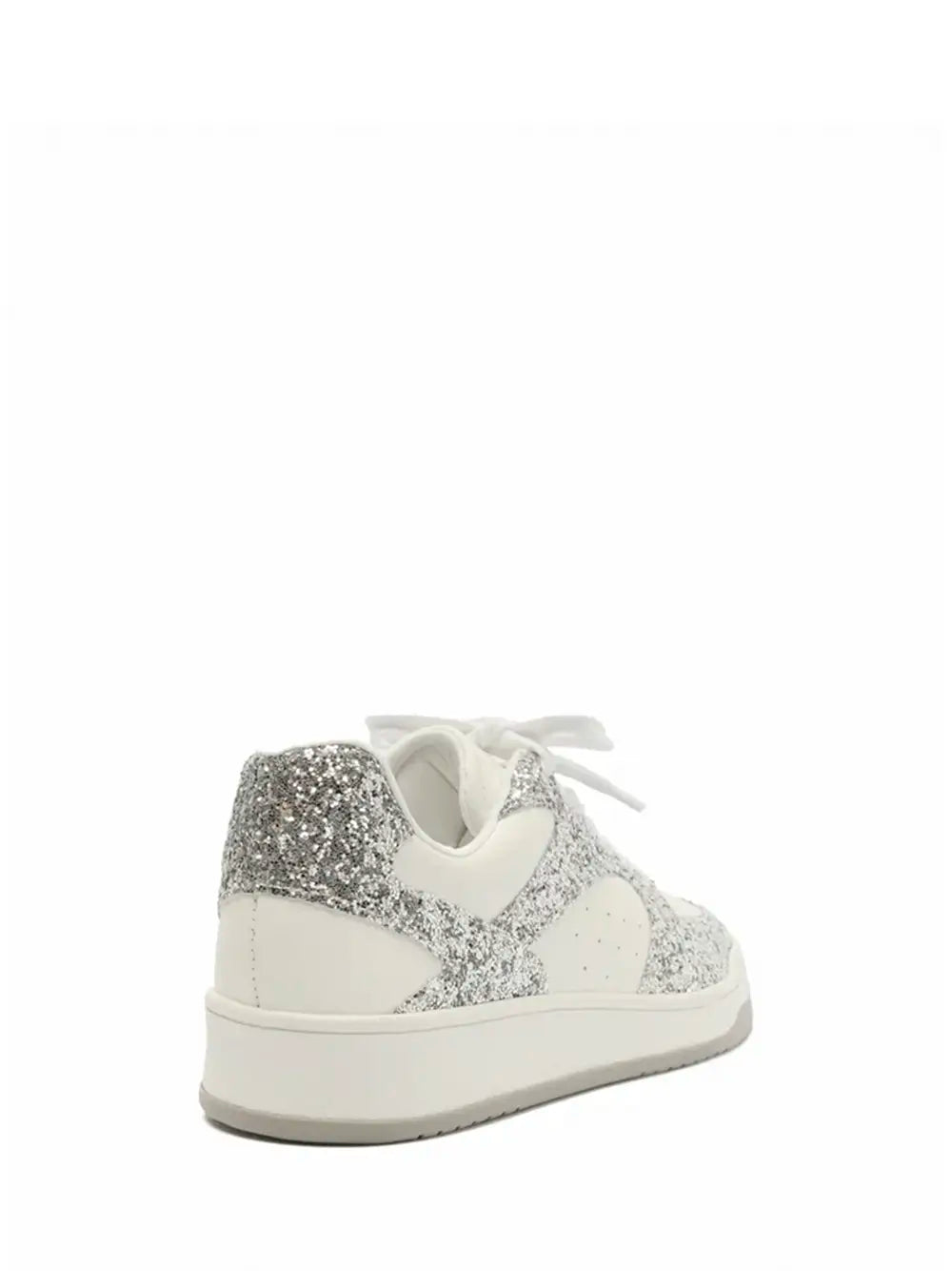 White Leather and Silver Glitter Arezzo Trainers