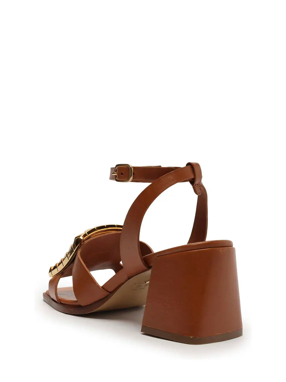 Arezzo Brown Leather Sandals with Gold Detail