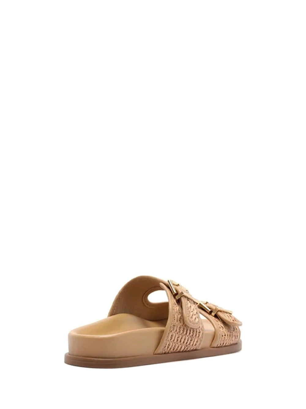 Sandalo in paglia beige e fibbie