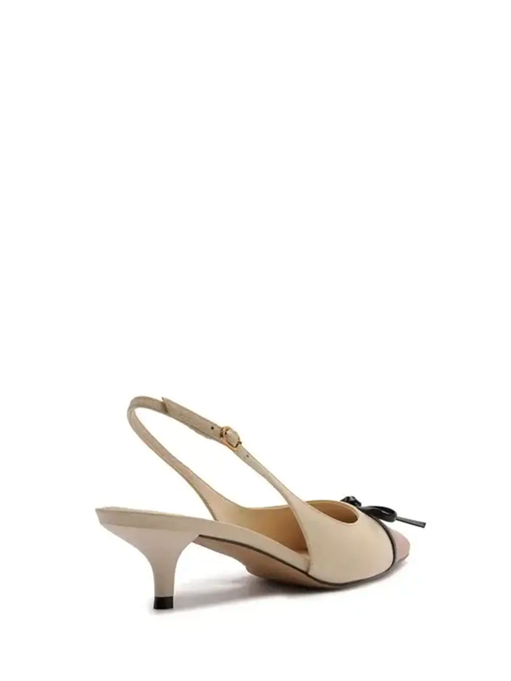 Décolleté in Pelle Beige e Punta Marrone