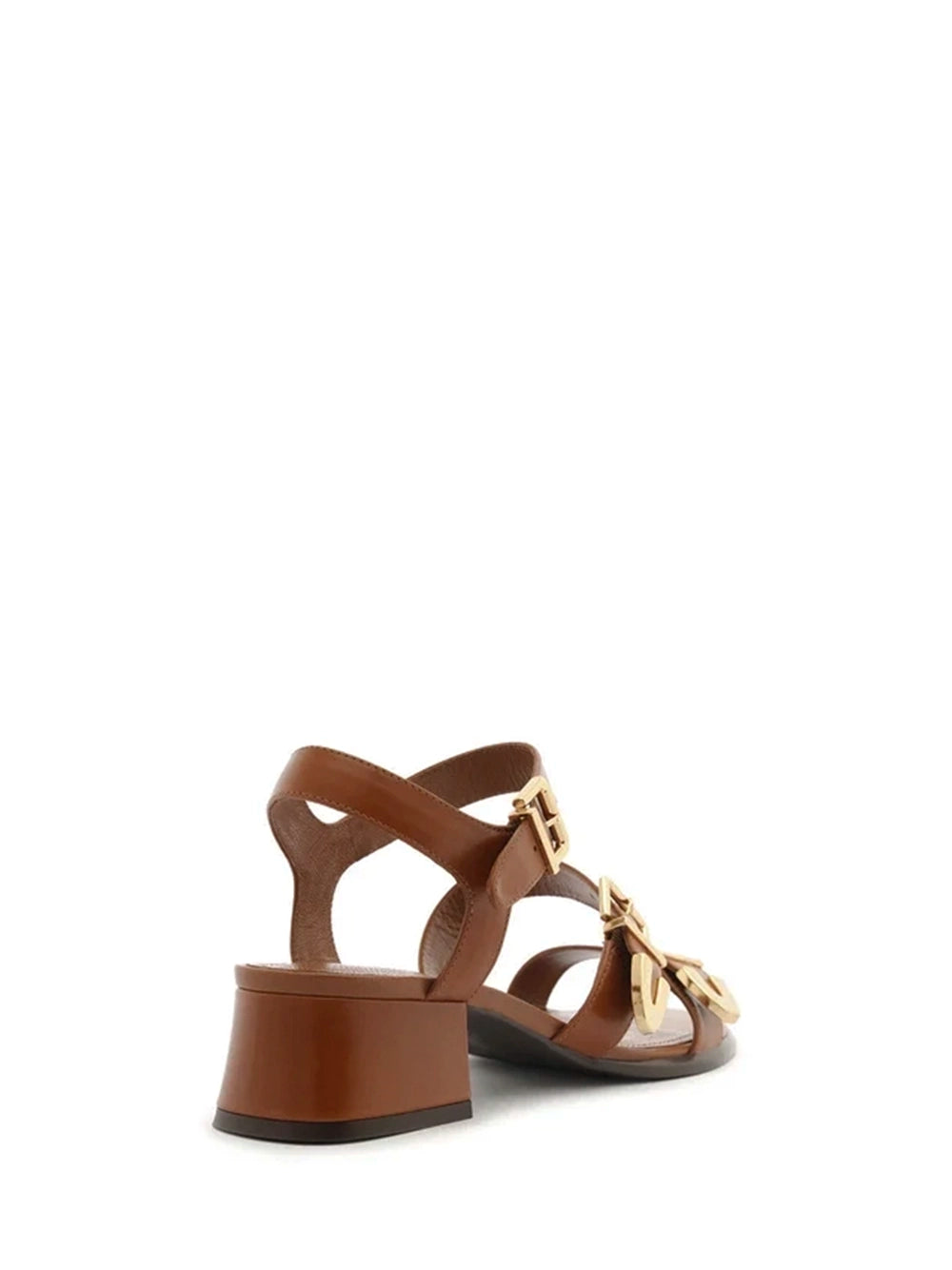 Sandali in pelle marrone e fasce