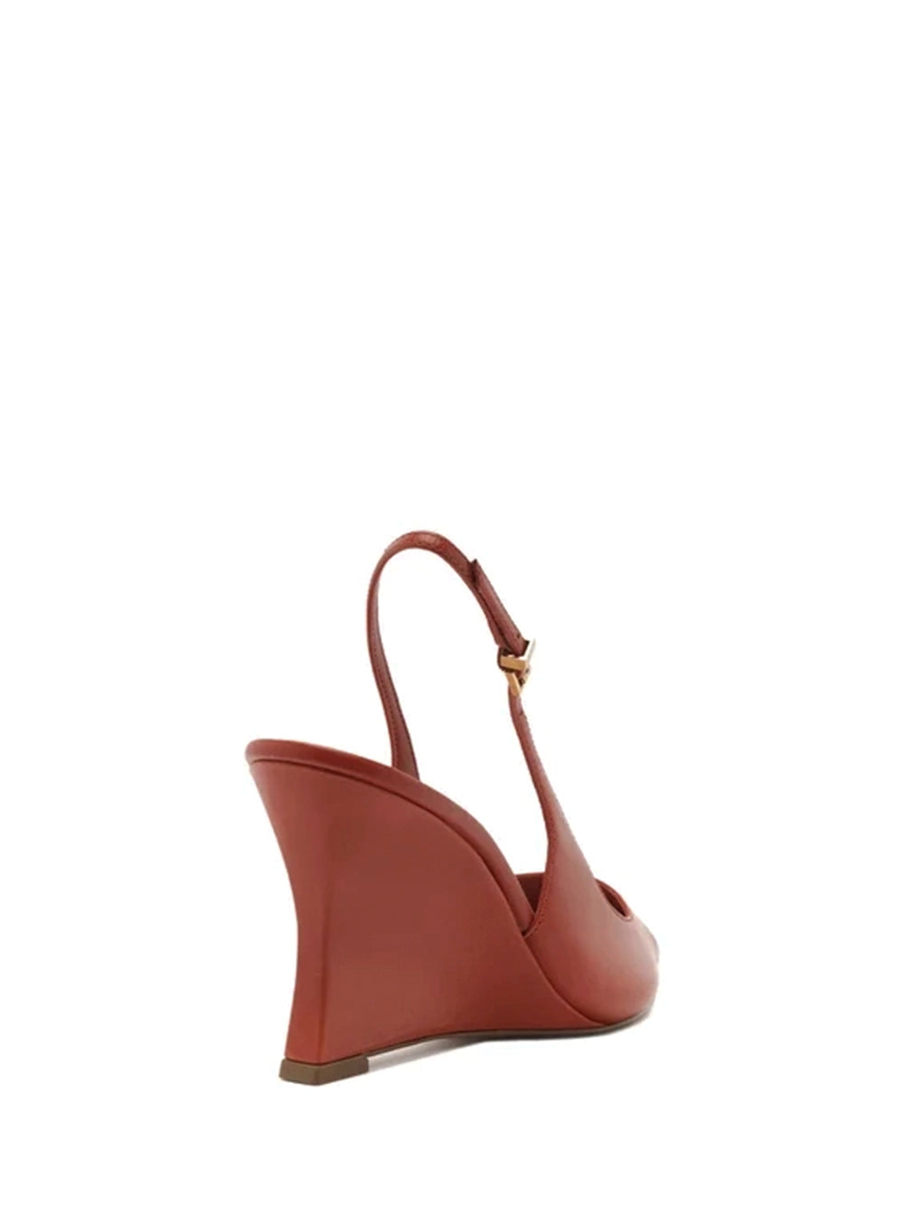 Décolleté in pelle marrone con zeppa
