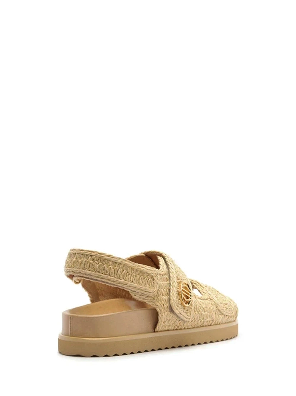 Sandalo beige ricamato con suola carrarmato
