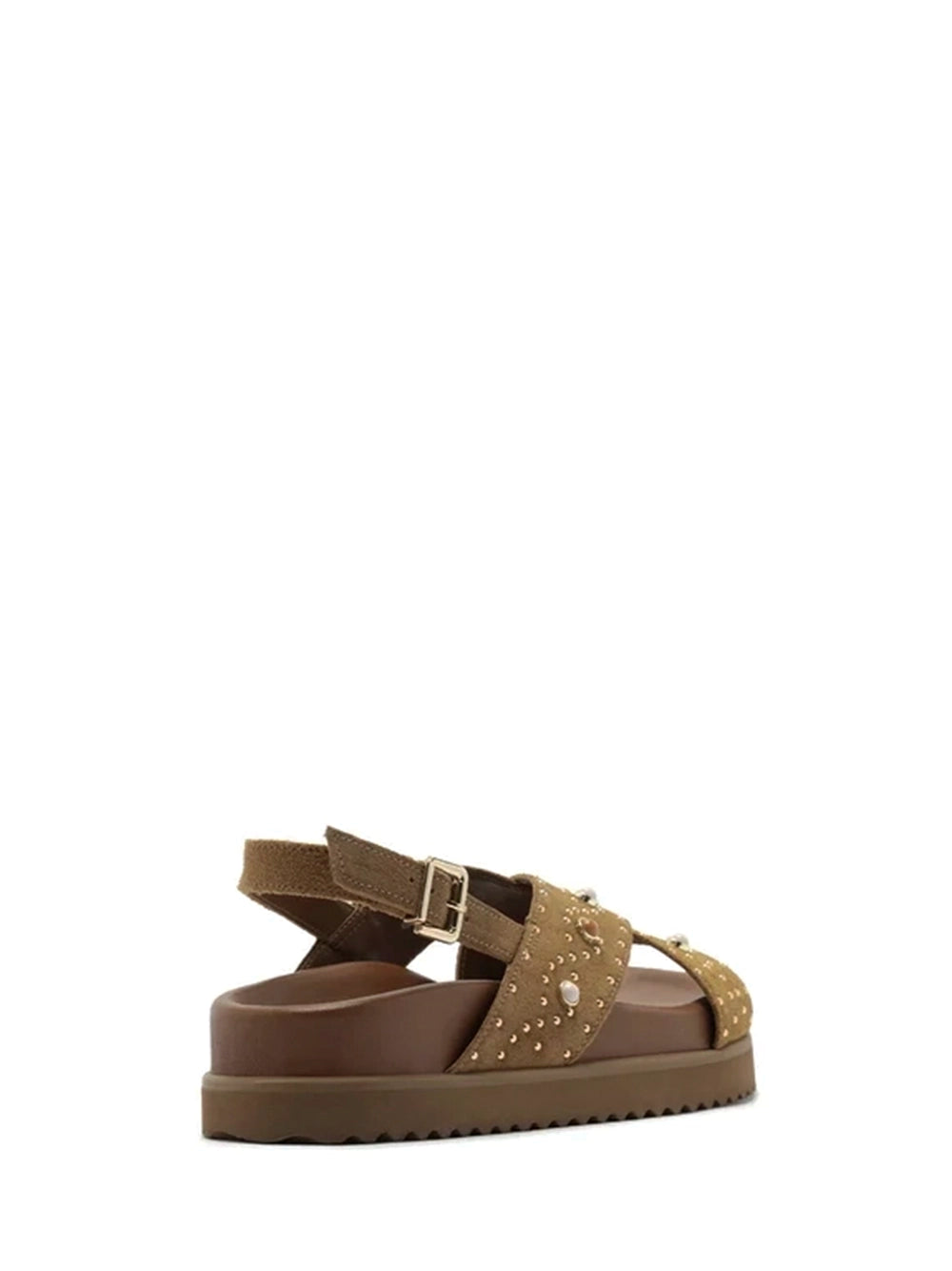 Sandali in camoscio marrone e borchie
