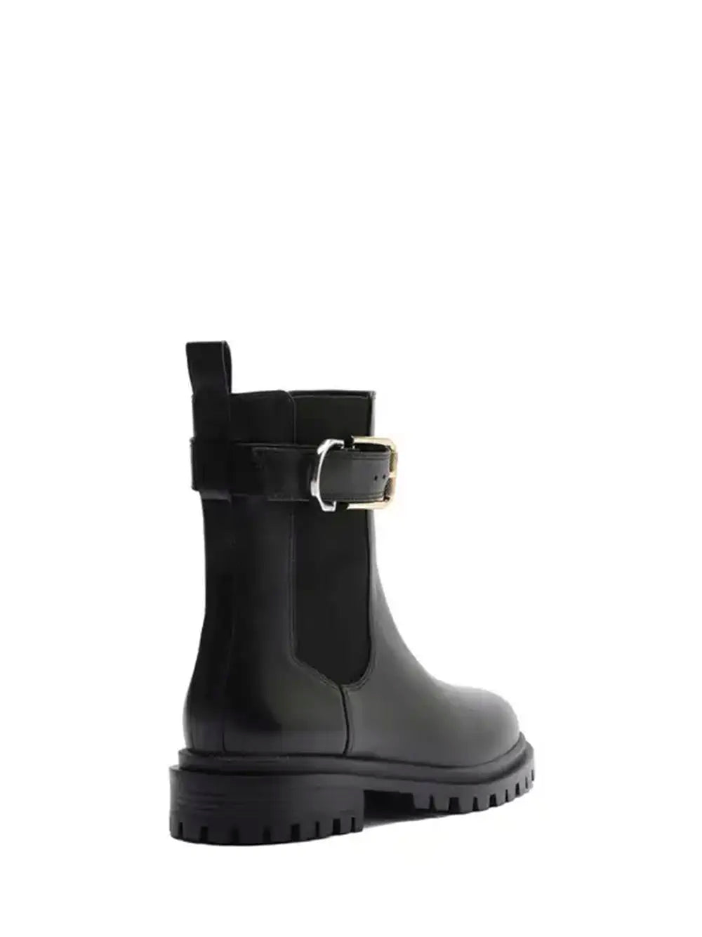 Bota Preta em Pele e Fivela