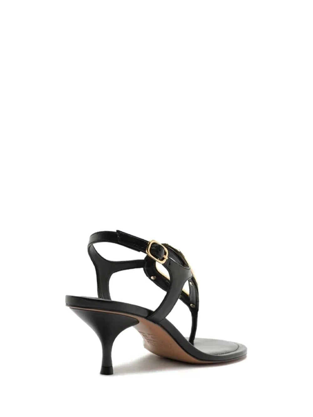 Sandali neri in pelle tacco kitten