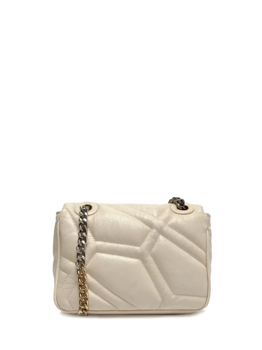 White Leather Midi Shoulder Bag