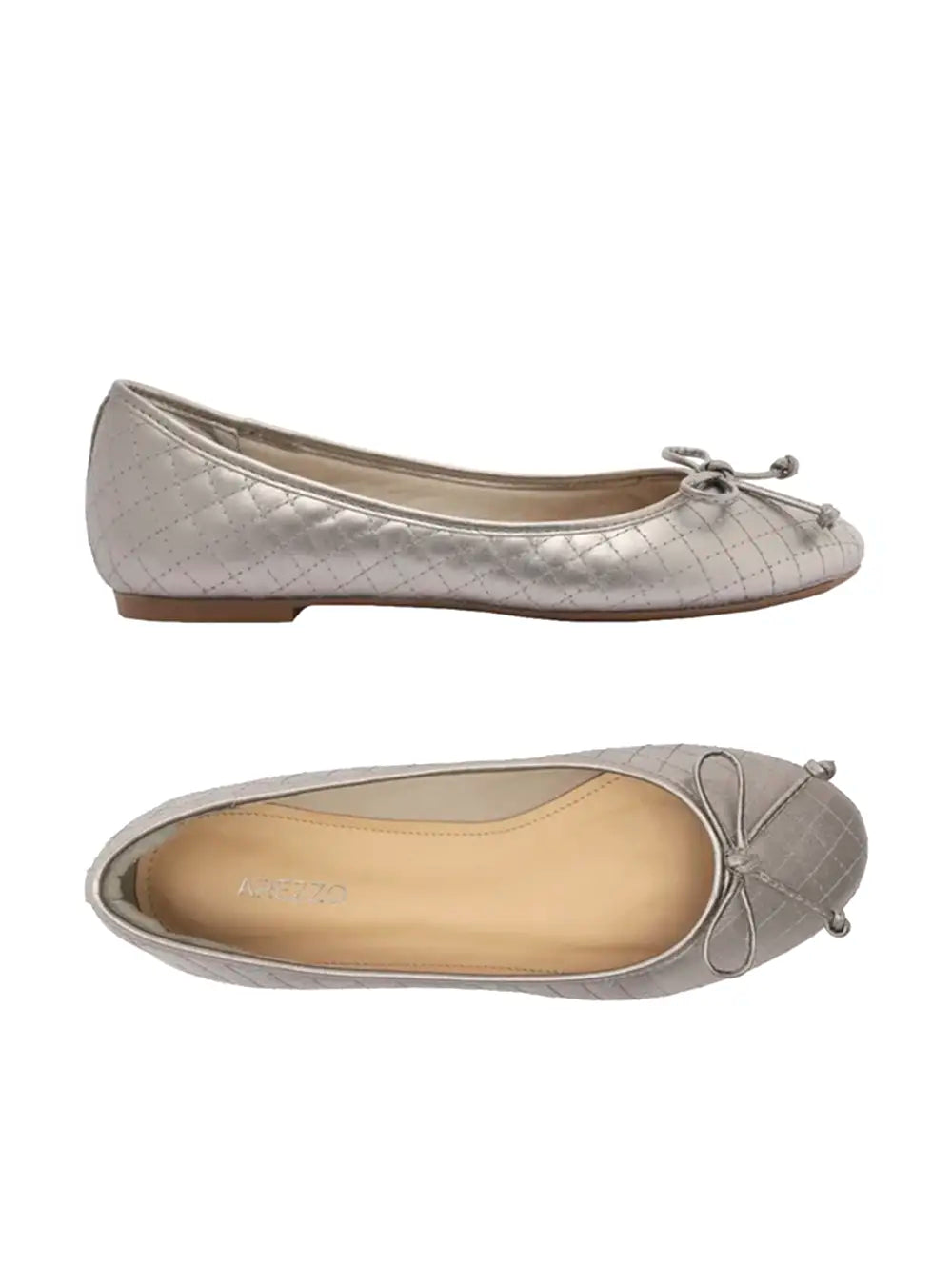 Sabrina Arezzo in Pelle Argento e Fiocco