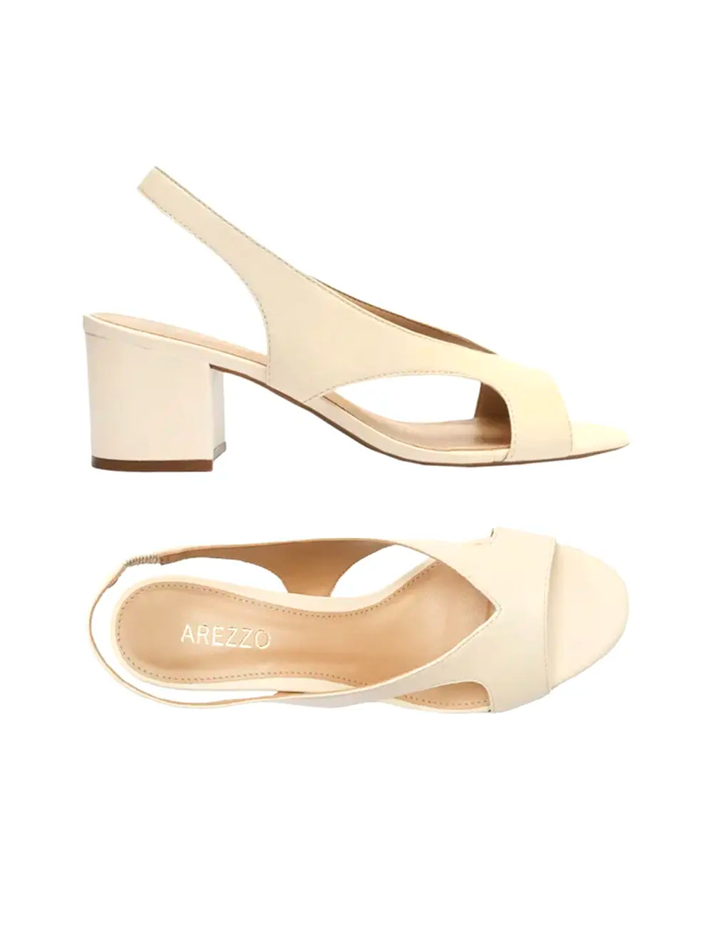 Sandalo Arezzo in pelle beige con tacco a blocco