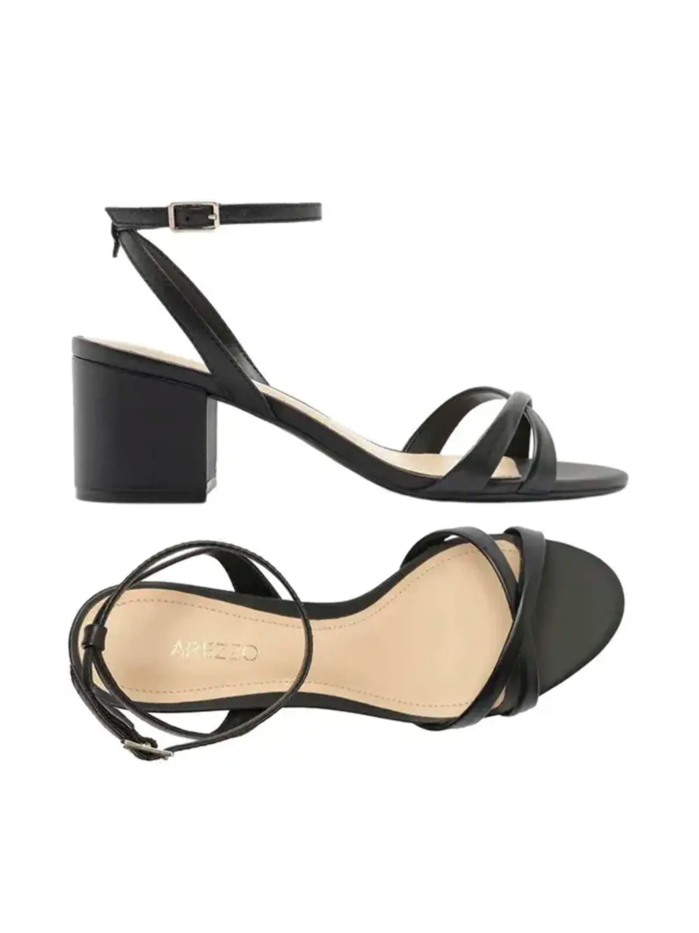 Sandalo Arezzo Nero in Pelle con Fascette