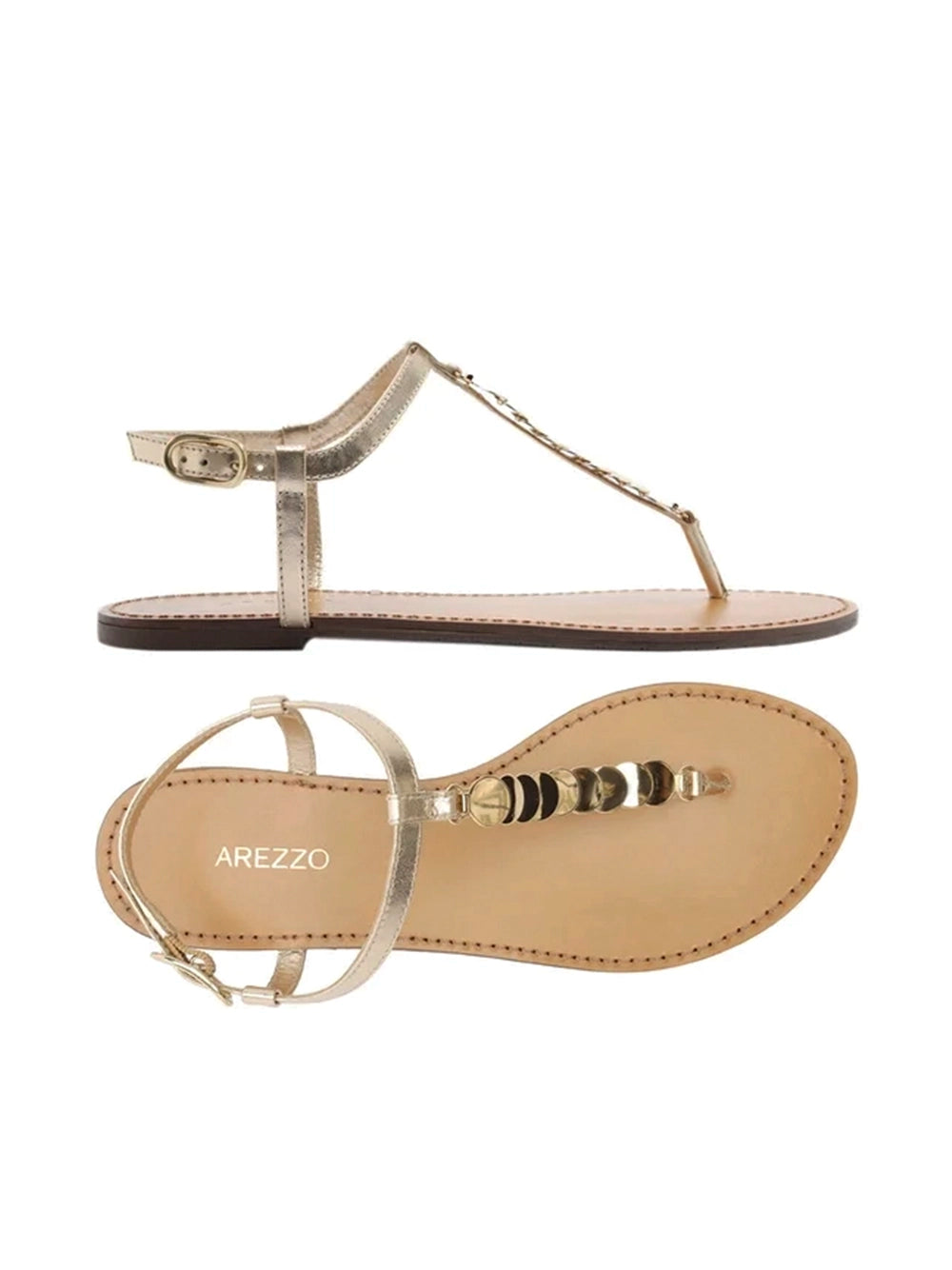 Sandali Bassi in Pelle Dorata Slim Metallizzati