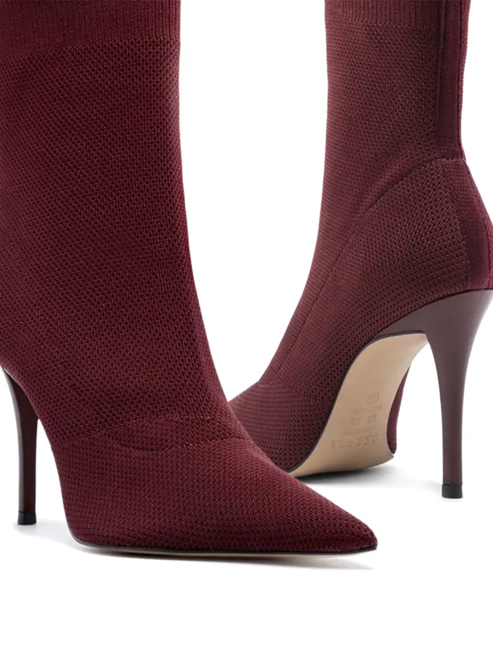 Arezzo Bordeaux Fabric Boot with Stiletto Heel