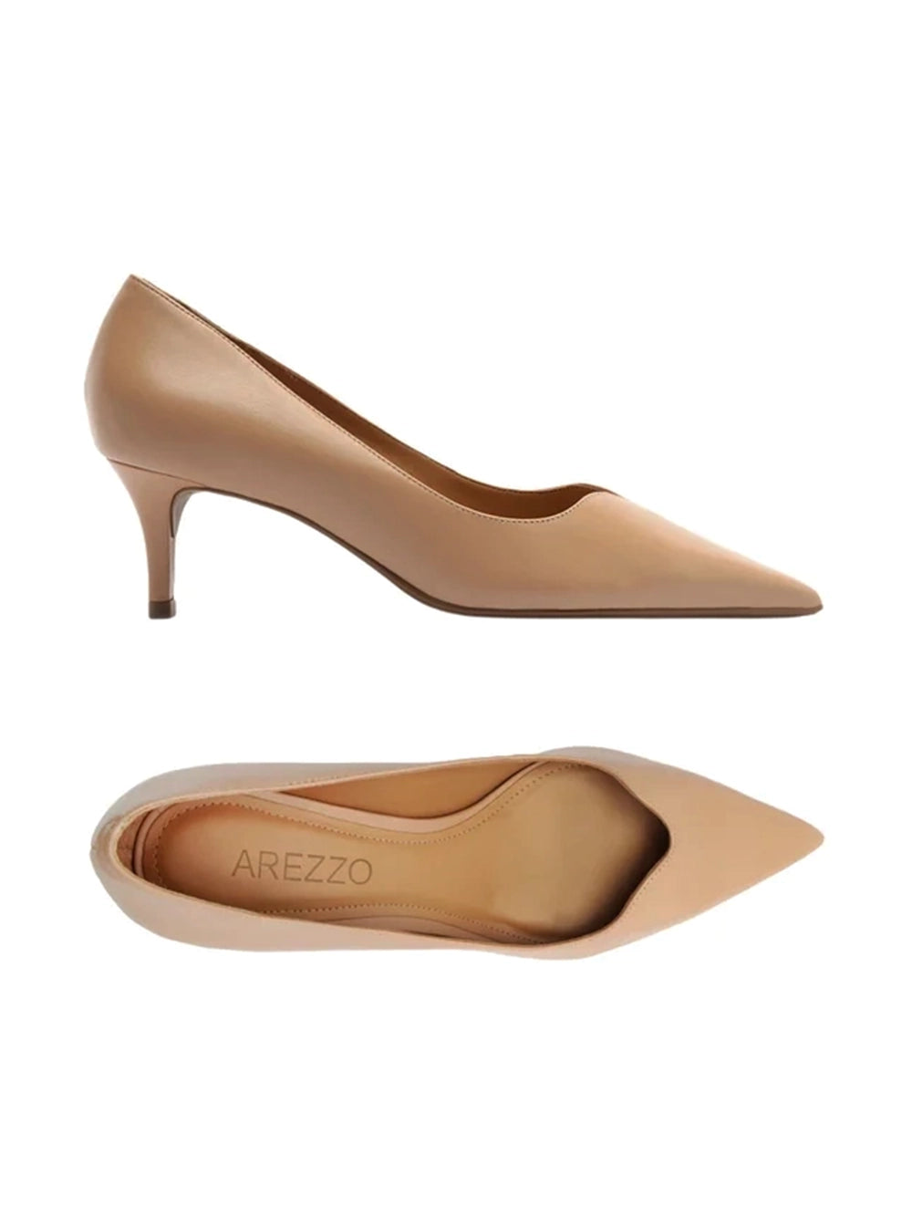 Scarpin Arezzo em Pele Beige e Salto Médio